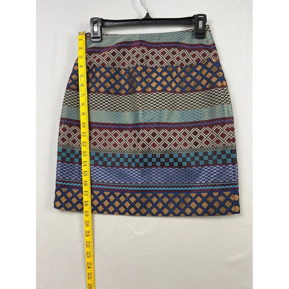 Maeve Anthropologie Skirt Women 0 Multicolor Geometric Jacquard Mini Button Side